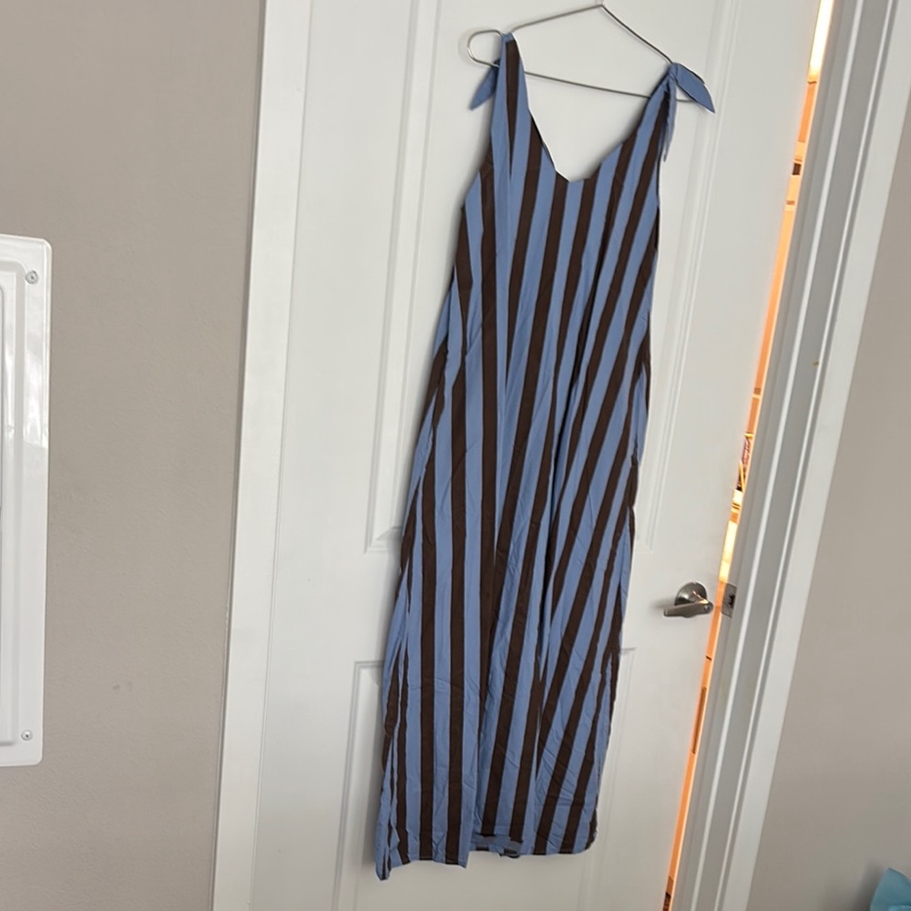 BURU Blue and Brown Striped Dress